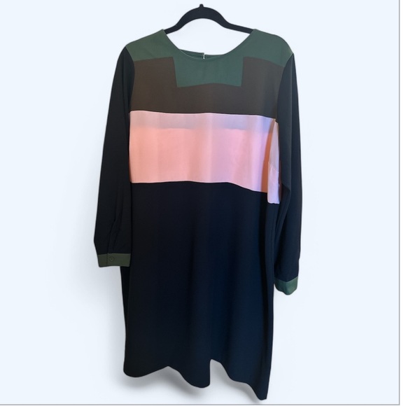 Plus Size Eloquii Colorblock Dress with Pink and Green Accents - Picture 1 of 4